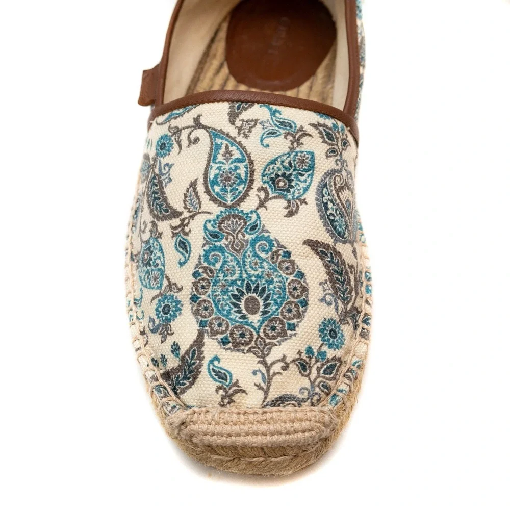 GUCCI Men's Cloth espadrilles Creme and multicolor paisley print Flats Size US 9